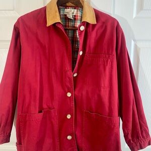 Vintage Men's M Field chore barn Jacket coat with Tan leather Collar w/ pockets